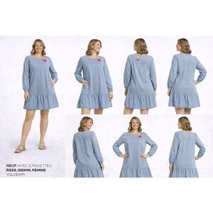 Robe Femme Denim Bleu Clair Neuve avec Étiquette Taille M